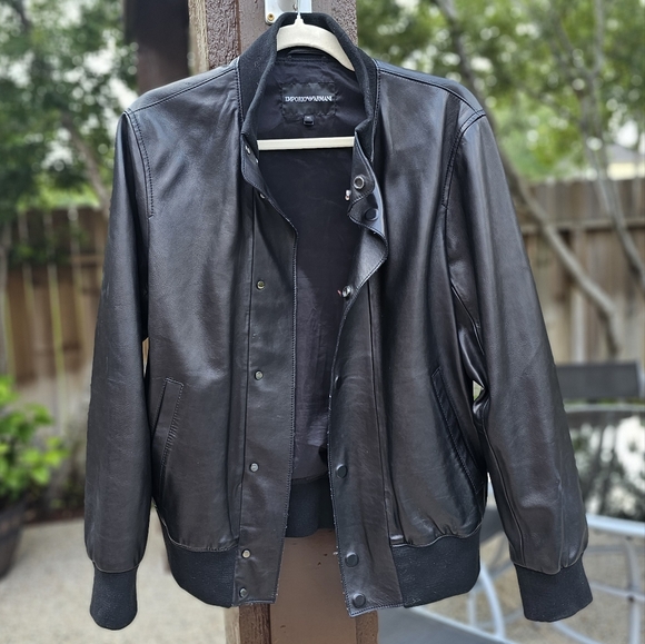 EMPORIO Armani black butter soft leather bomber jacket  M - Picture 3 of 16